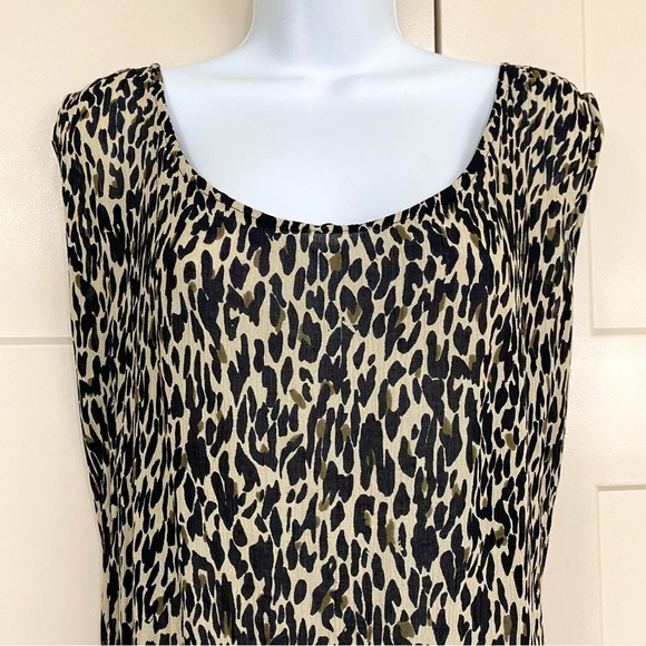 Maxi Tank Sleeveless Dress Set Large Matching Over-Blouse Brown Cheetah Mob Wife - Picture 4 of 15